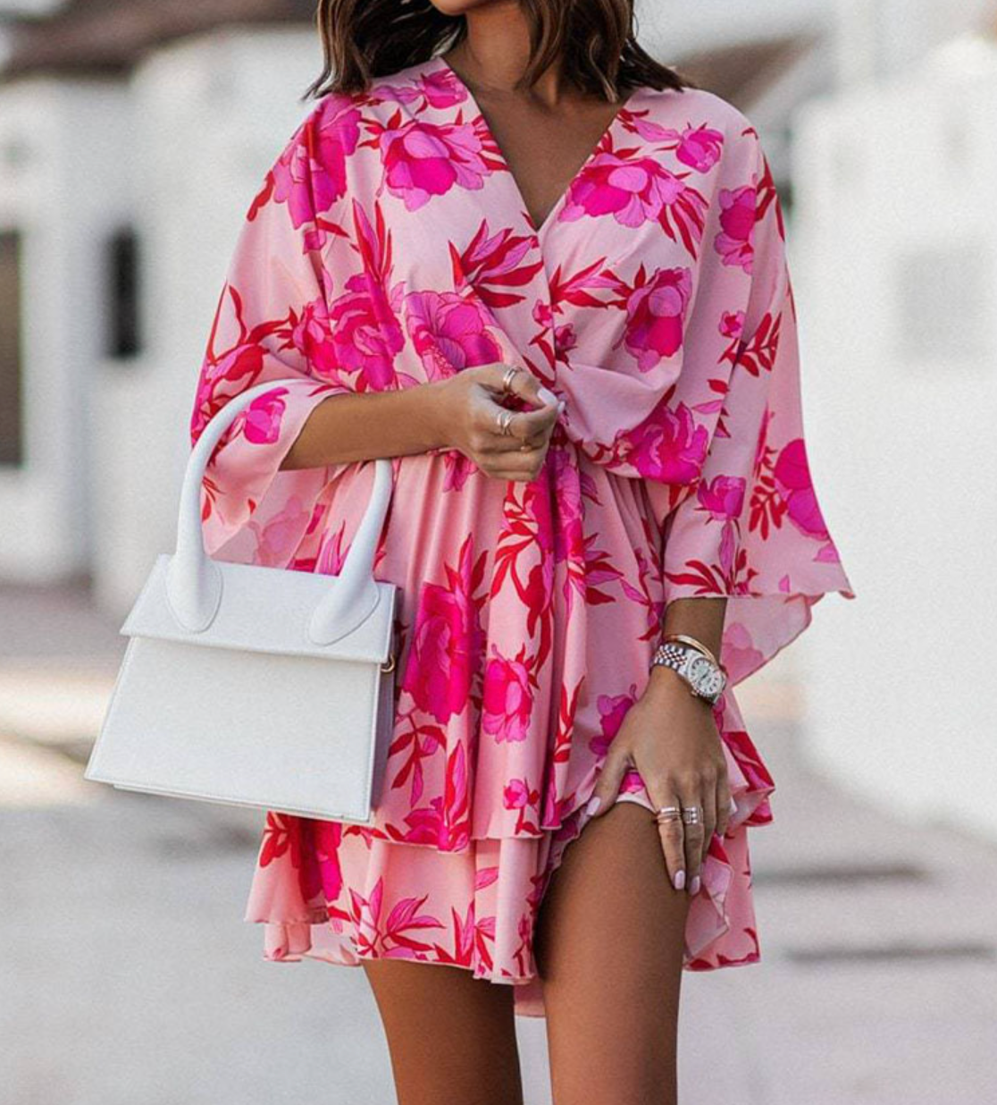 Boho bloemen mini-jurk voor dames met ruffles – Saralyn