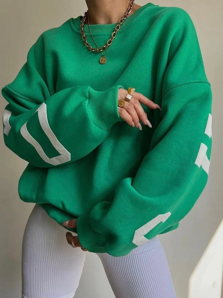 Oversized sweatshirt met varsity details en zachte stof – Maelyn