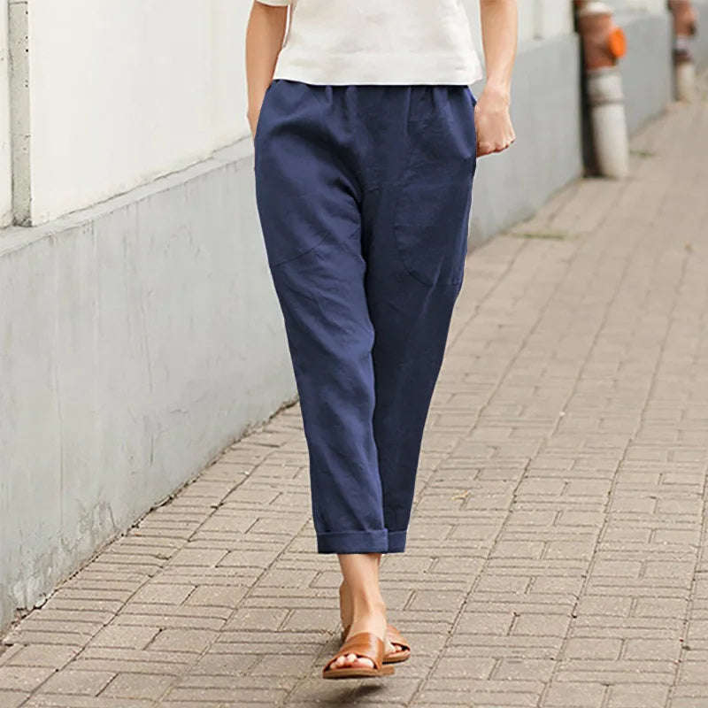Losse damesbroek met zakken en casual pasvorm – Crissa