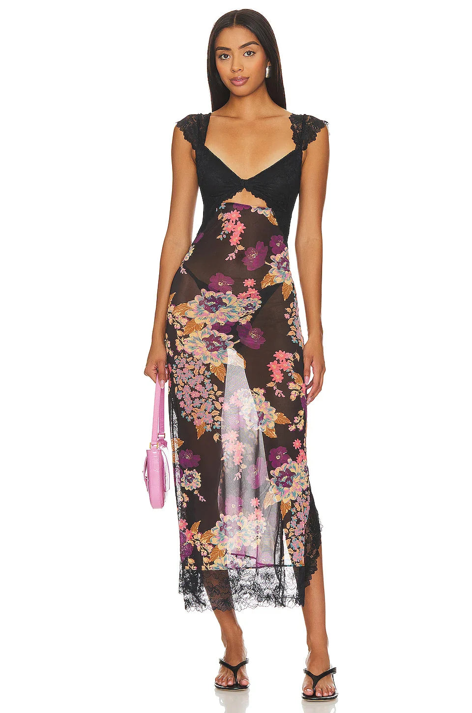 Maxi jurk met bloemenprint en open rug – Selena