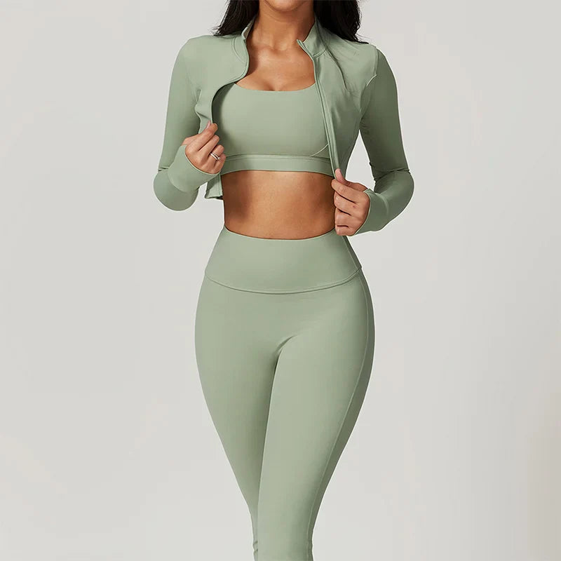 Naadloos Sportset voor Dames met Zip Top en High Waist Legging – Aerexa