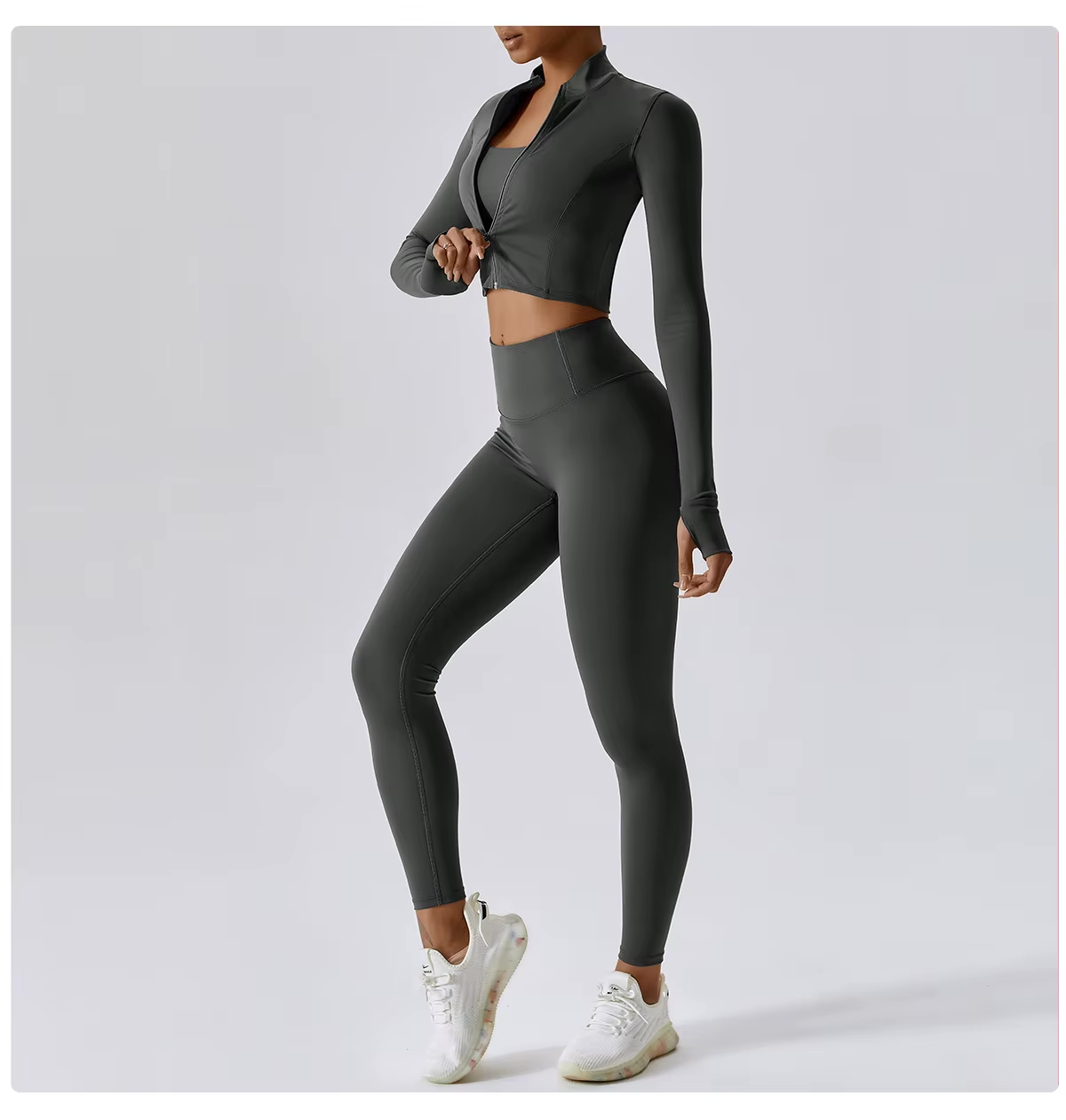 Naadloos Sportset voor Dames met Zip Top en High Waist Legging – Aerexa