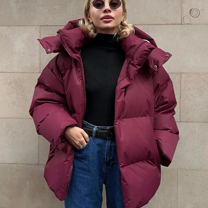 Elegante puffy winterjas met waterafstotend materiaal – Aura