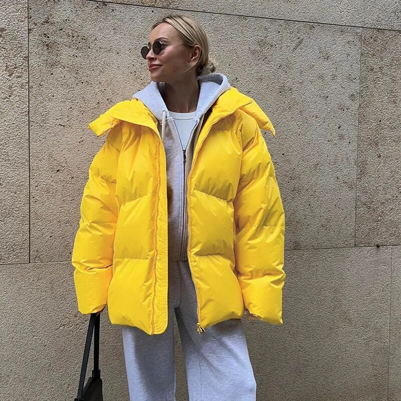 Elegante puffy winterjas met waterafstotend materiaal – Aura