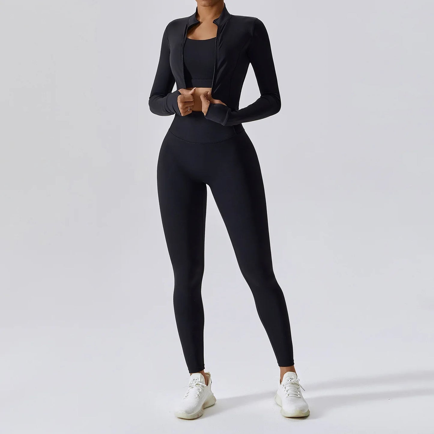 Naadloos Sportset voor Dames met Zip Top en High Waist Legging – Aerexa