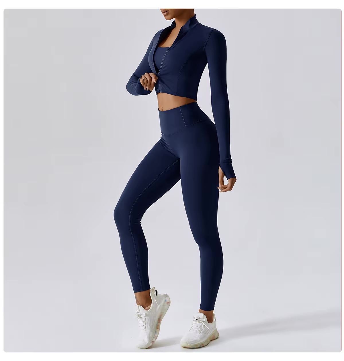 Naadloos Sportset voor Dames met Zip Top en High Waist Legging – Aerexa