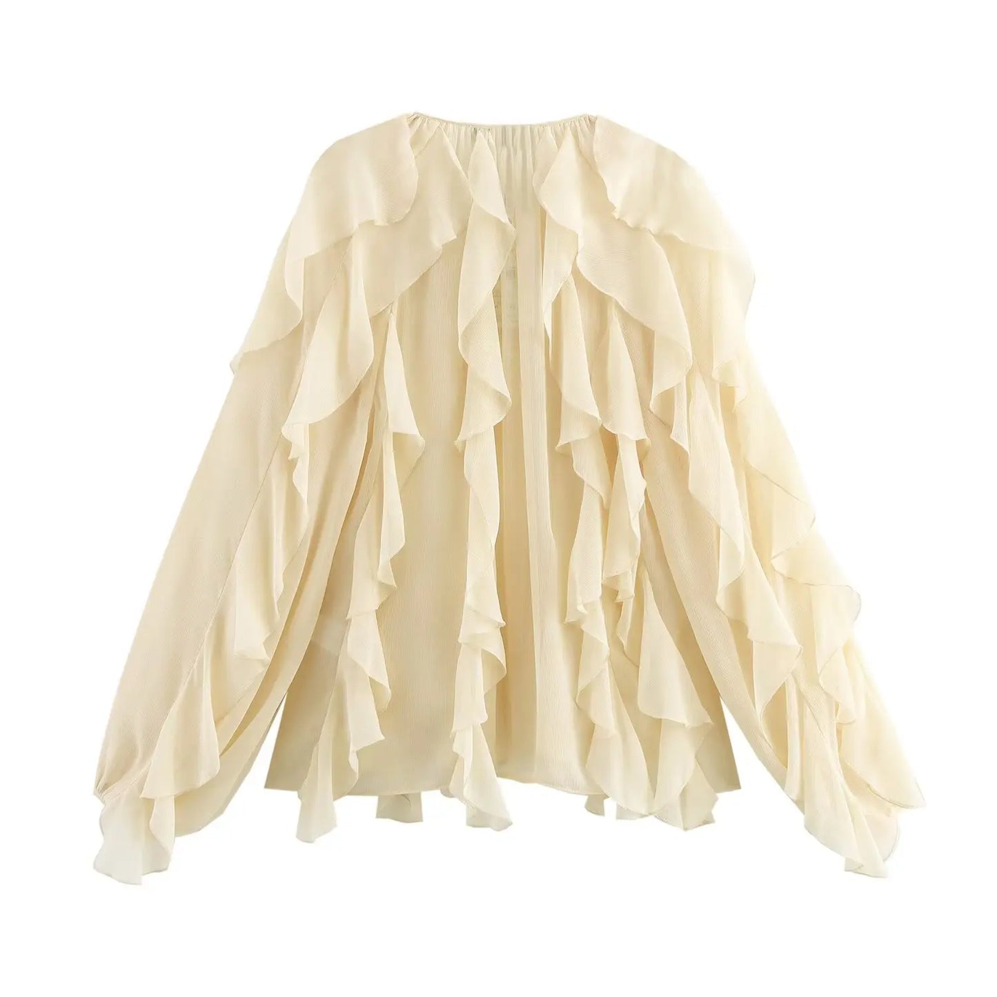 V-hals blouse met volants voor dames – Melis