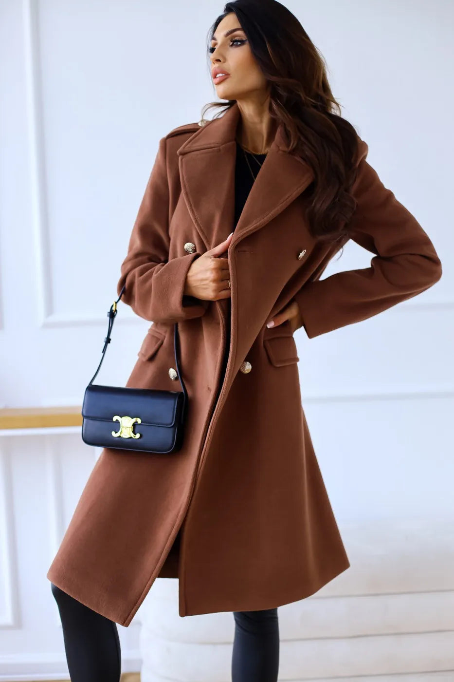 Geruite getextureerde winterjas voor dames – Isabella