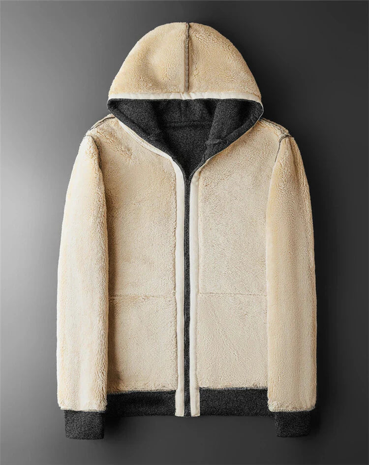 Heren hoodie met lamswol en ritssluiting – Nolan