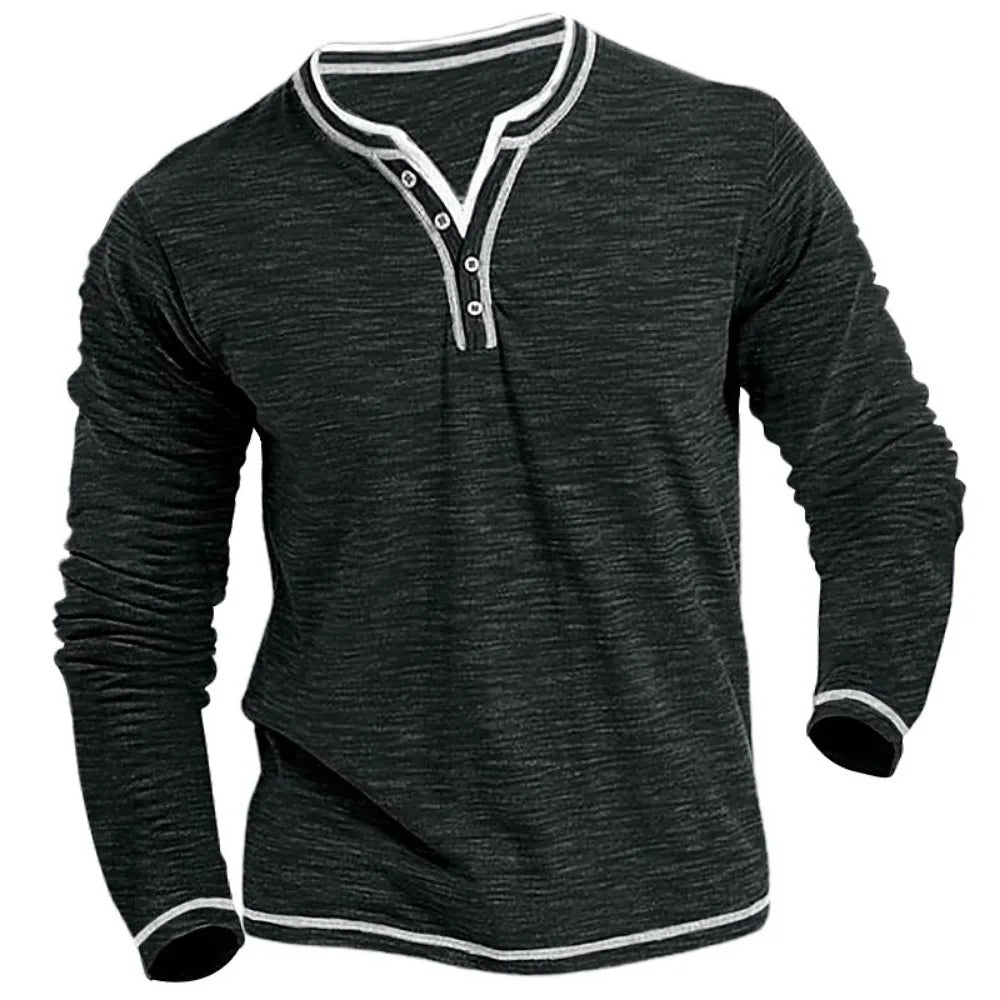 Stijlvolle heren V-hals longsleeve voor lente - Roveno