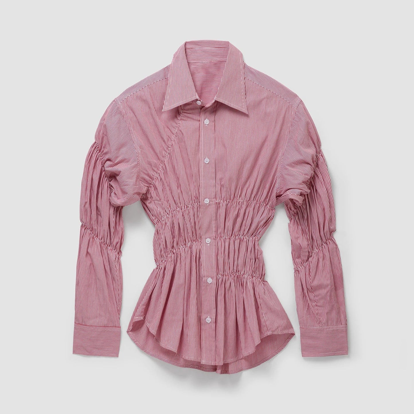 Getailleerde damesblouse met ruches en stretch – Noor