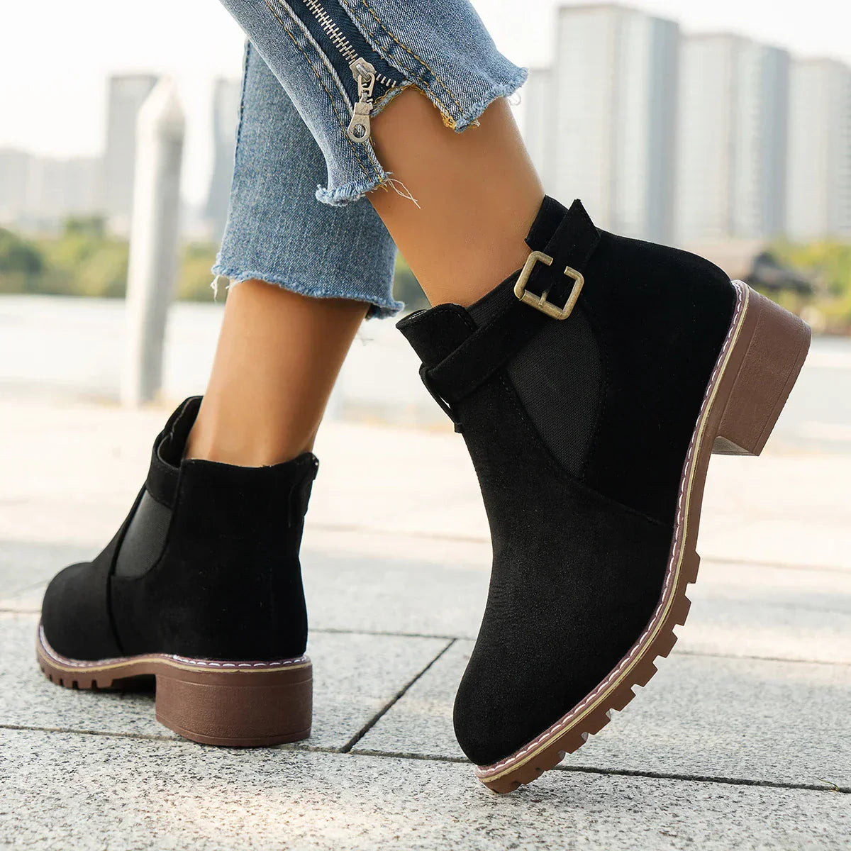 Casual dames enkellaarsjes met hak en elegant design – Sofia