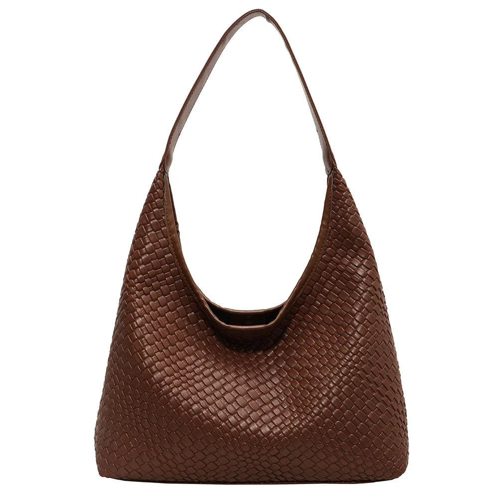 Gevlochten vegan tote bag met pouch voor dames – Alvaya