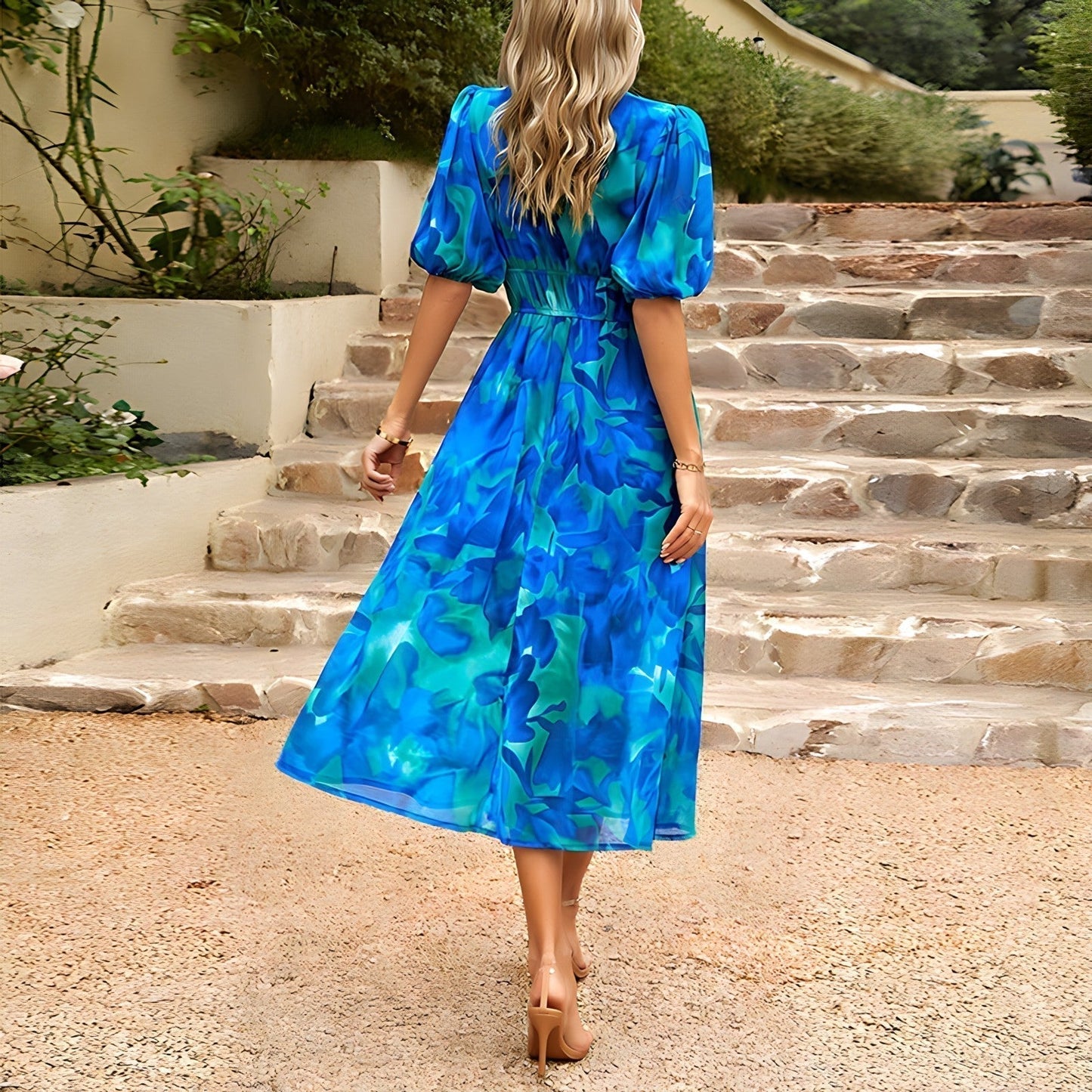 Elegante Midi-Jurk met V-hals voor Dames – Jenny