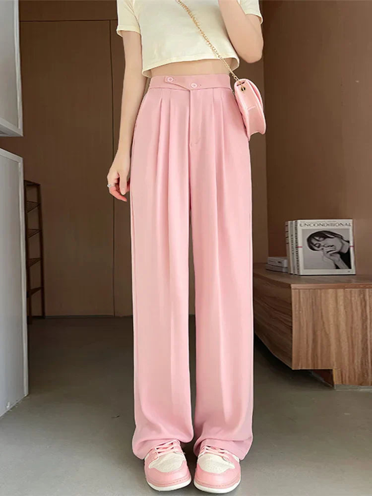 Dames linnen broek hoge taille wijde pijpen – Olverra