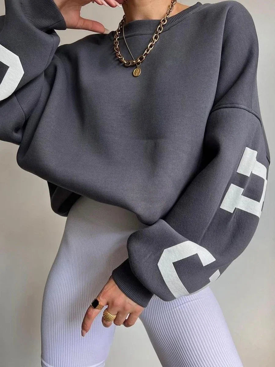 Oversized sweatshirt met varsity details en zachte stof – Maelyn