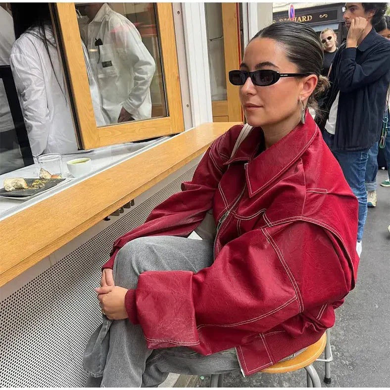 Oversized dames leren jack voor een gedurfde look – Ruby