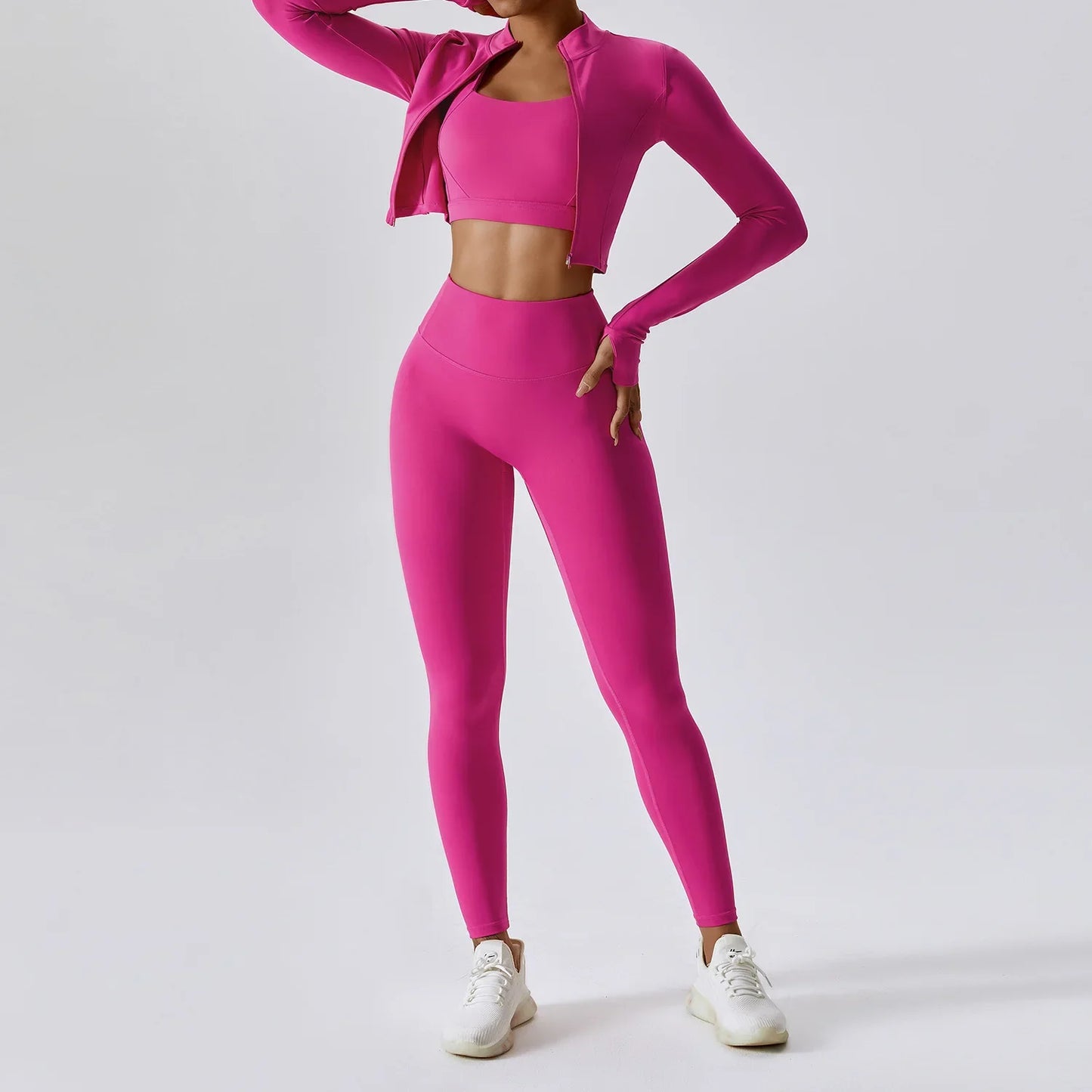 Naadloos Sportset voor Dames met Zip Top en High Waist Legging – Aerexa