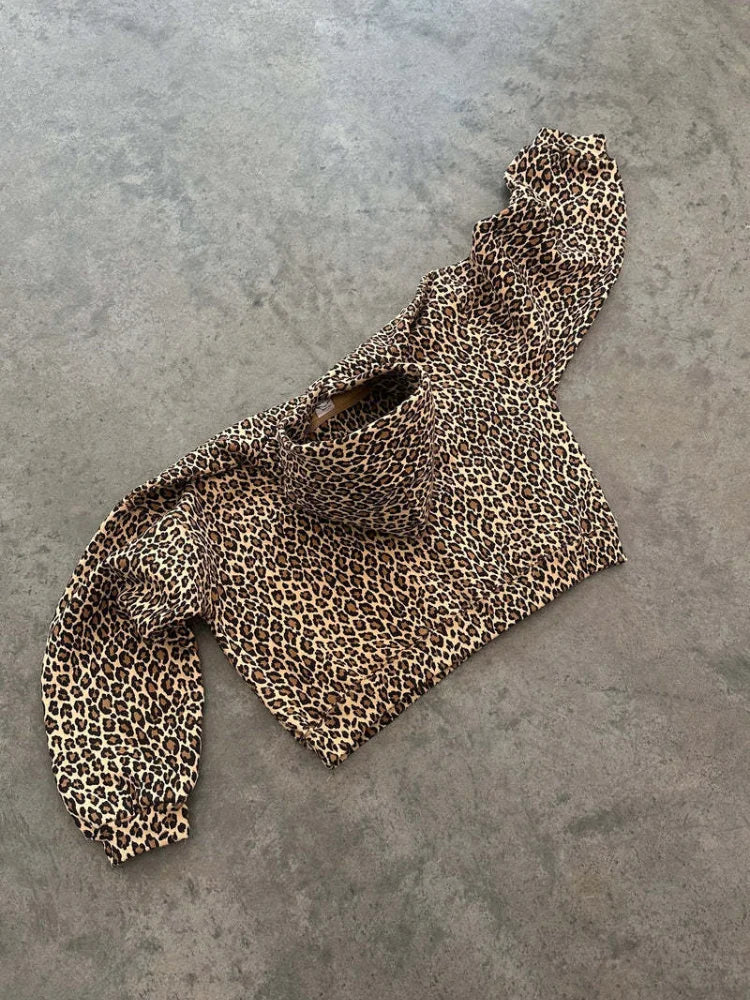 Oversized hoodie met trendy luipaardprint – Olivia