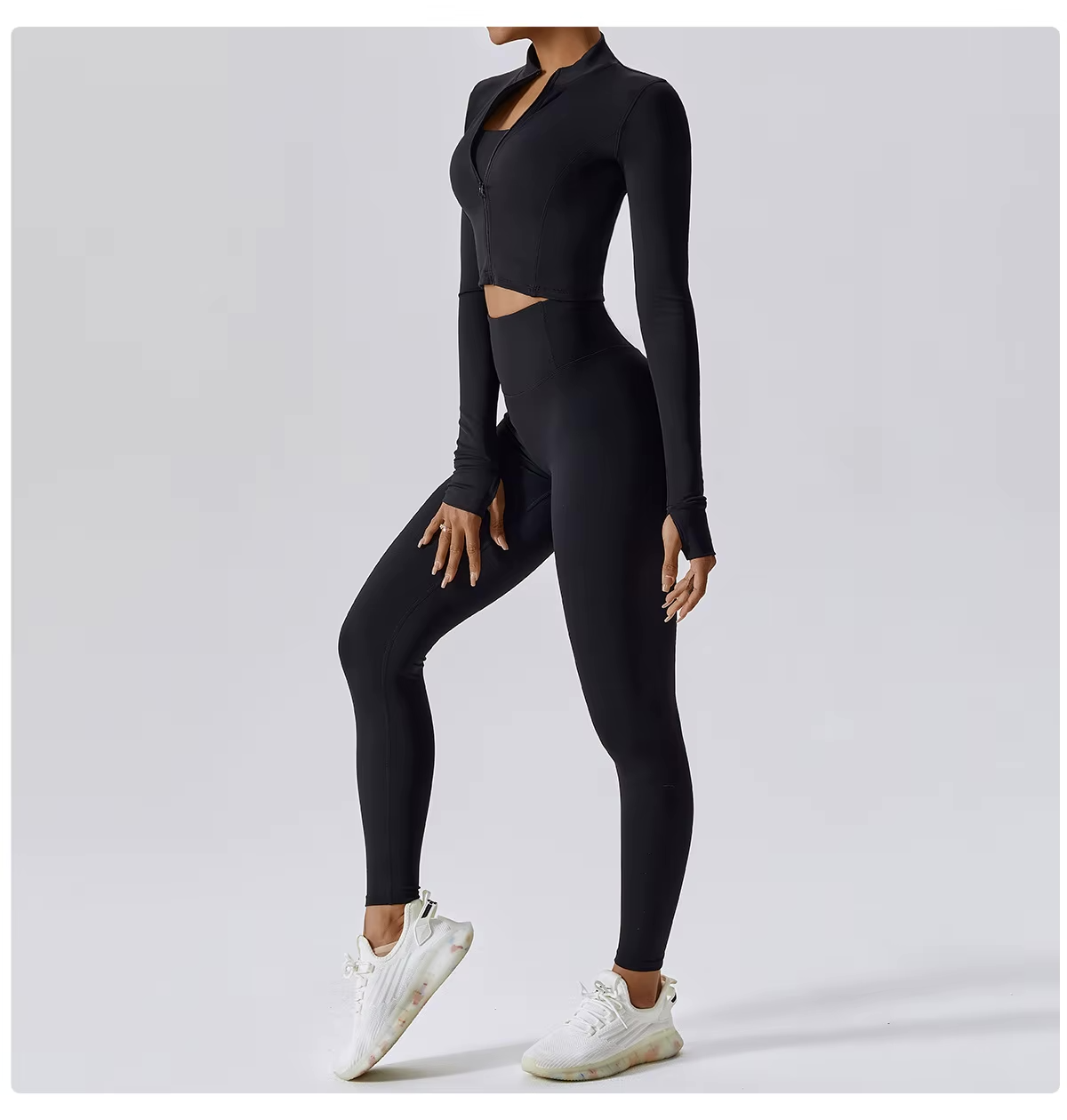 Naadloos Sportset voor Dames met Zip Top en High Waist Legging – Aerexa