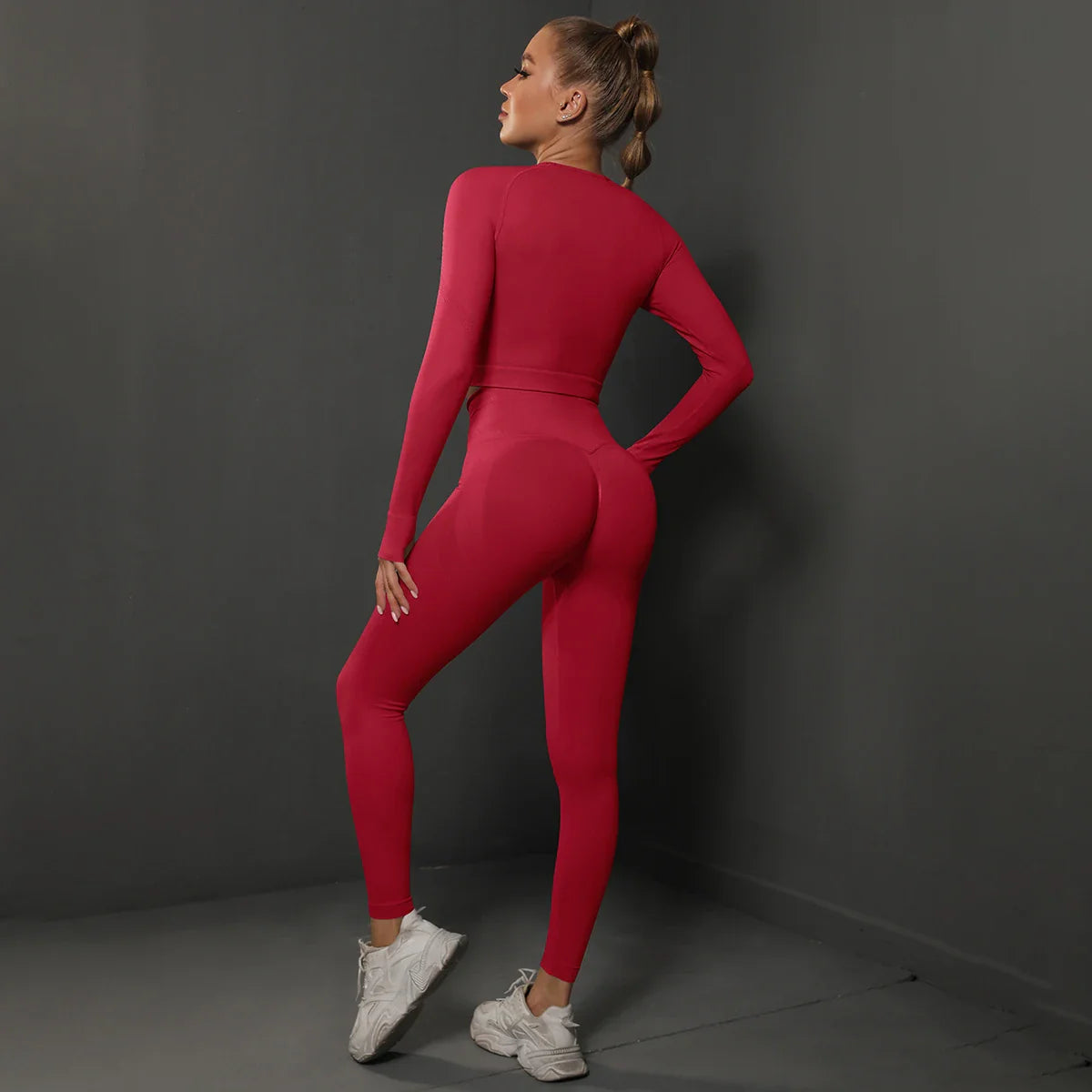 Naadloos Sportset voor Dames met Crop Top en Legging – Revina