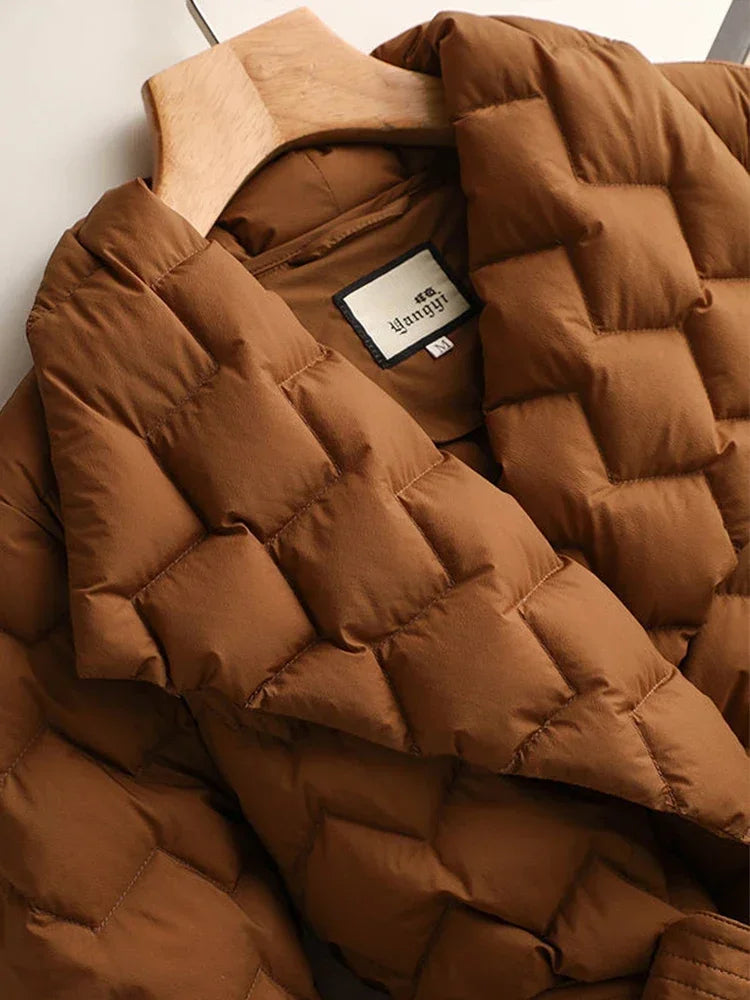 Gewatteerde Winterjas met Riem voor Elegantie en Warmte – Emma