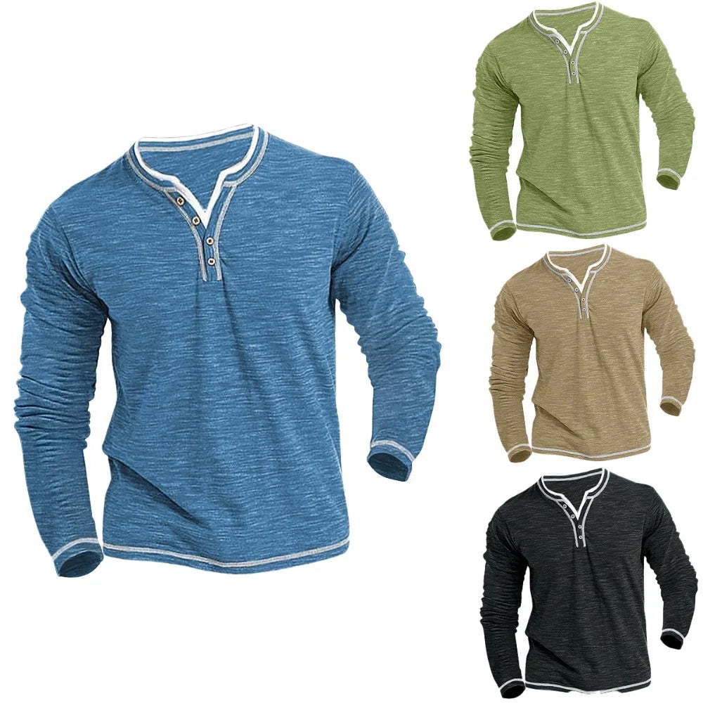 Stijlvolle heren V-hals longsleeve voor lente - Roveno