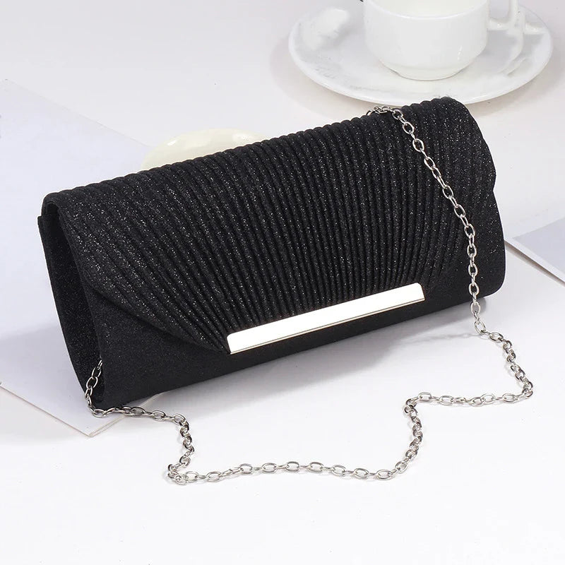 Glitter clutch tas voor dames met ketting – Serel