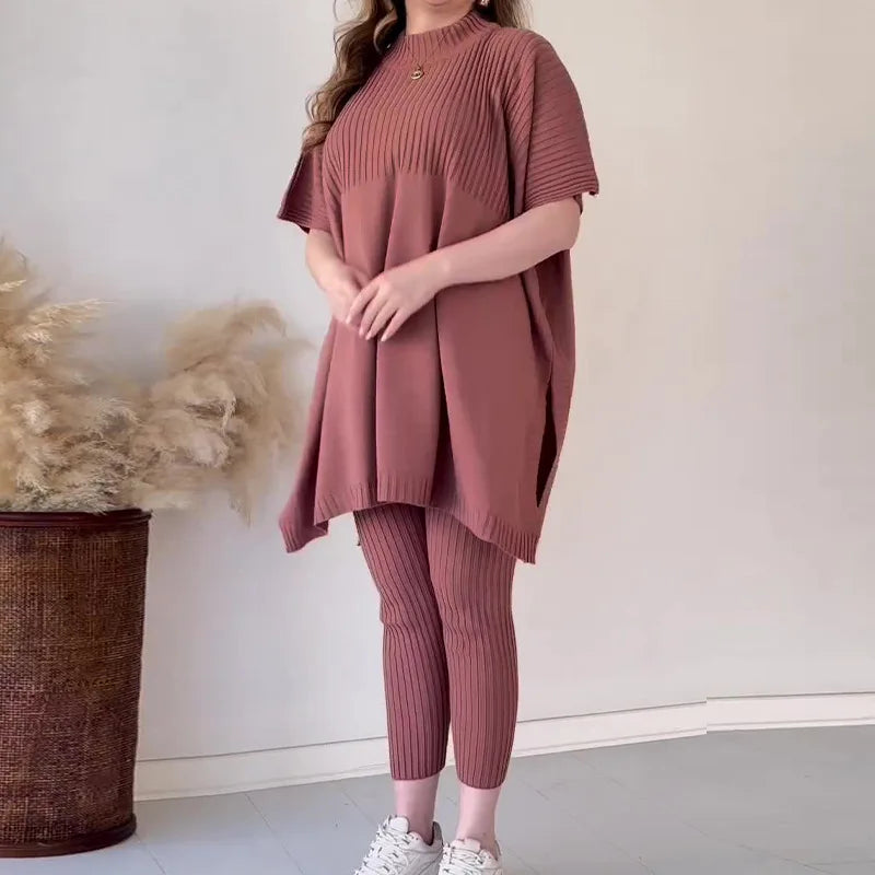 Dames plus size set gebreid comfortabel herfst winter – Ellarose