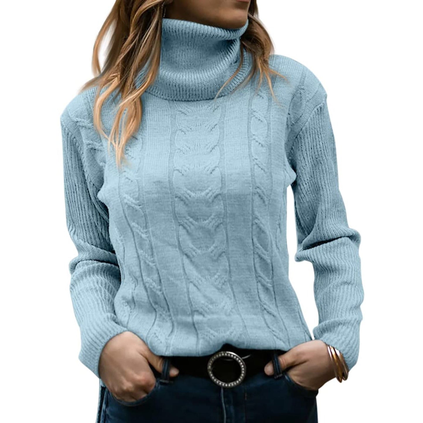 Zachte dames coltrui met luxe breiwerk – Olivia
