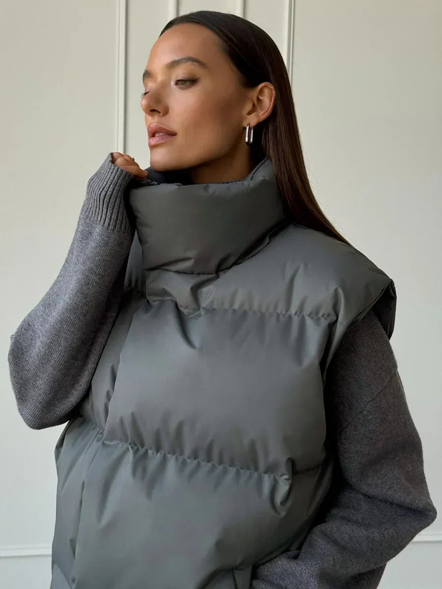 Losse katoenen puffer bodywarmer voor dames – Anouk