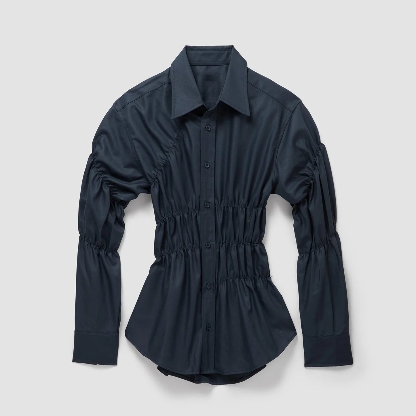 Getailleerde damesblouse met ruches en stretch – Noor