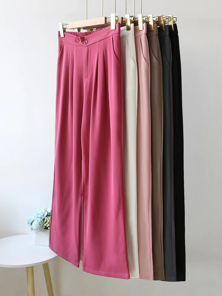Dames linnen broek hoge taille wijde pijpen – Olverra