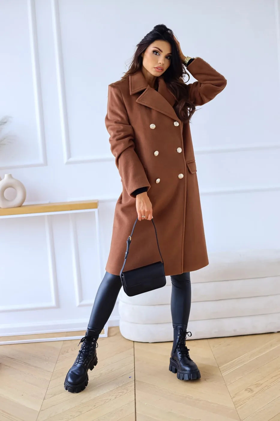 Geruite getextureerde winterjas voor dames – Isabella