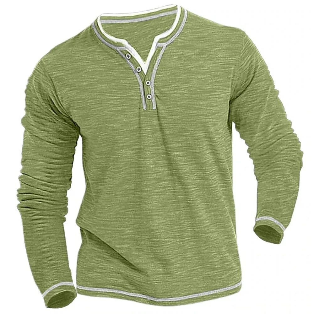 Stijlvolle heren V-hals longsleeve voor lente - Roveno
