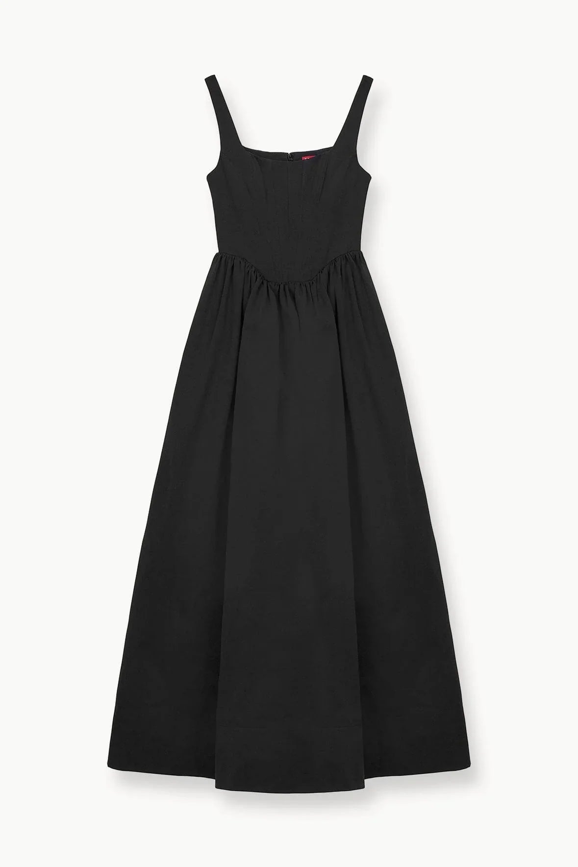Zwarte midi jurk met A-lijn en brede bandjes dames – Isaline