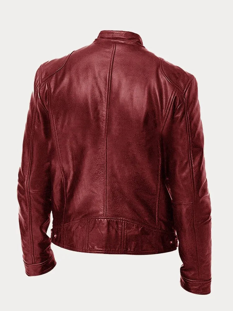 Minimalistisch heren leren winterjack met elegante pasvorm – Rovenso