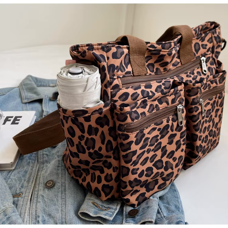Leopard print tote bag met rits voor dames – Kalira