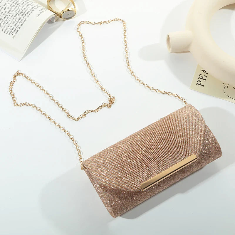 Glitter clutch tas voor dames met ketting – Serel