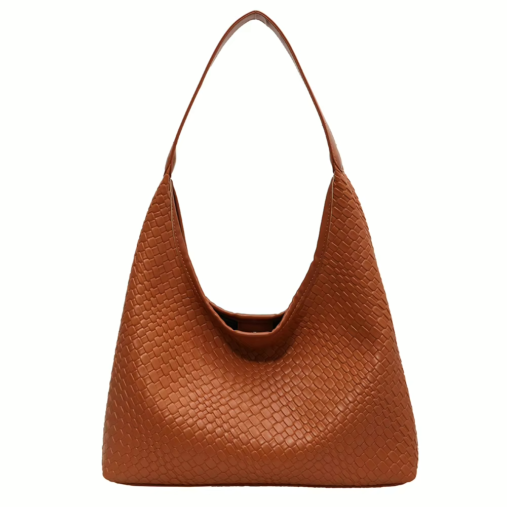 Gevlochten vegan tote bag met pouch voor dames – Alvaya