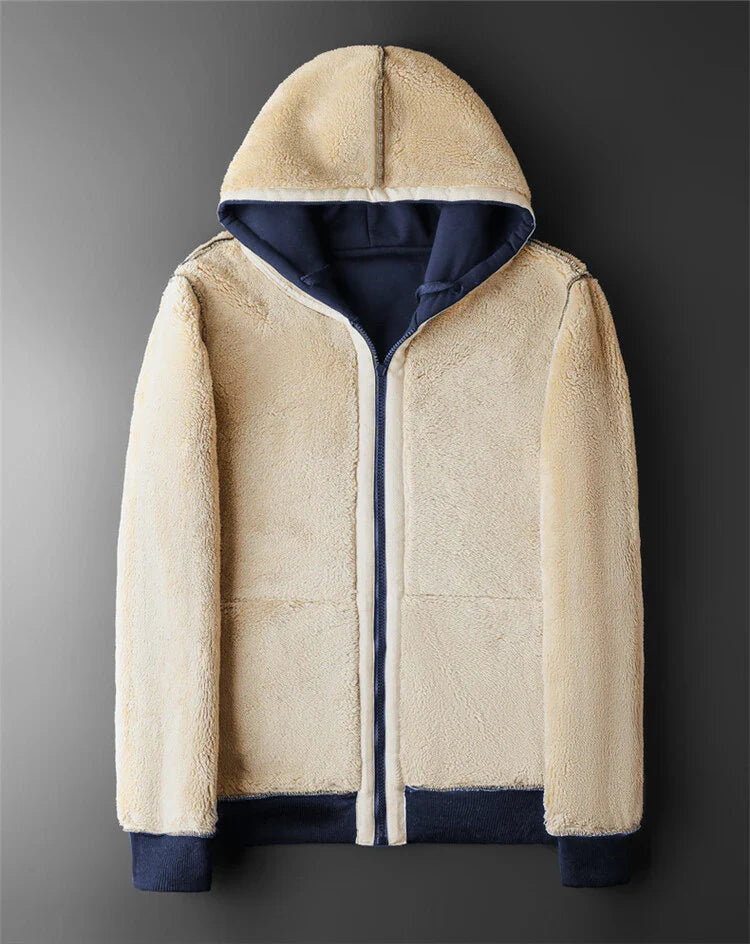 Heren hoodie met lamswol en ritssluiting – Nolan
