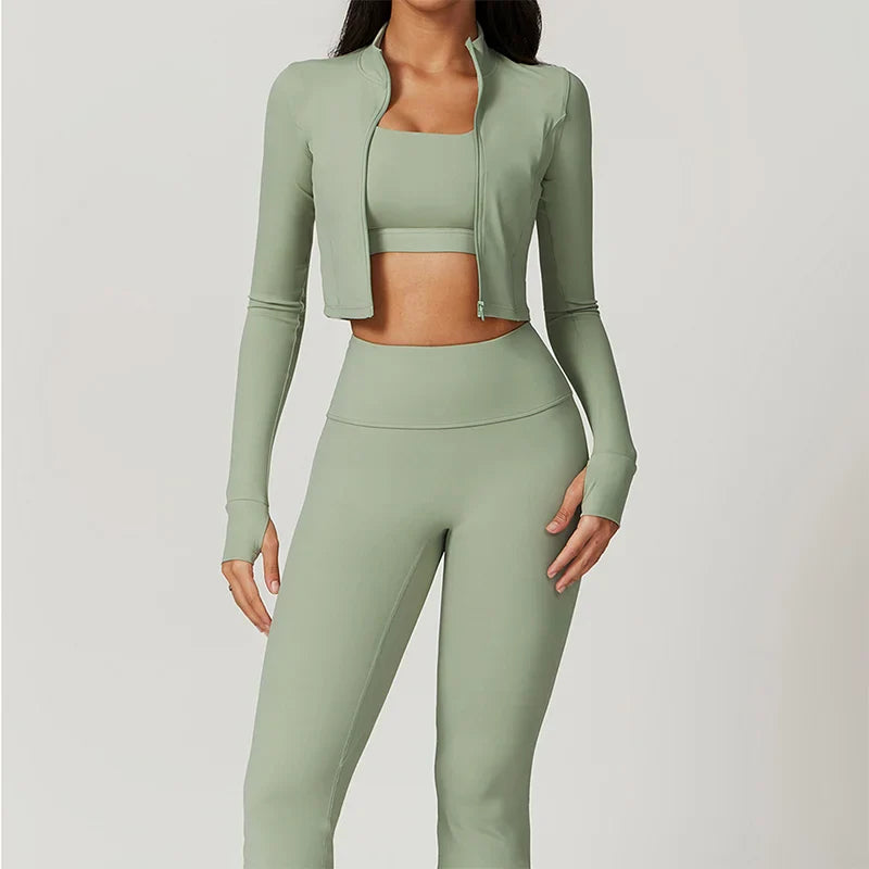 Naadloos Sportset voor Dames met Zip Top en High Waist Legging – Aerexa
