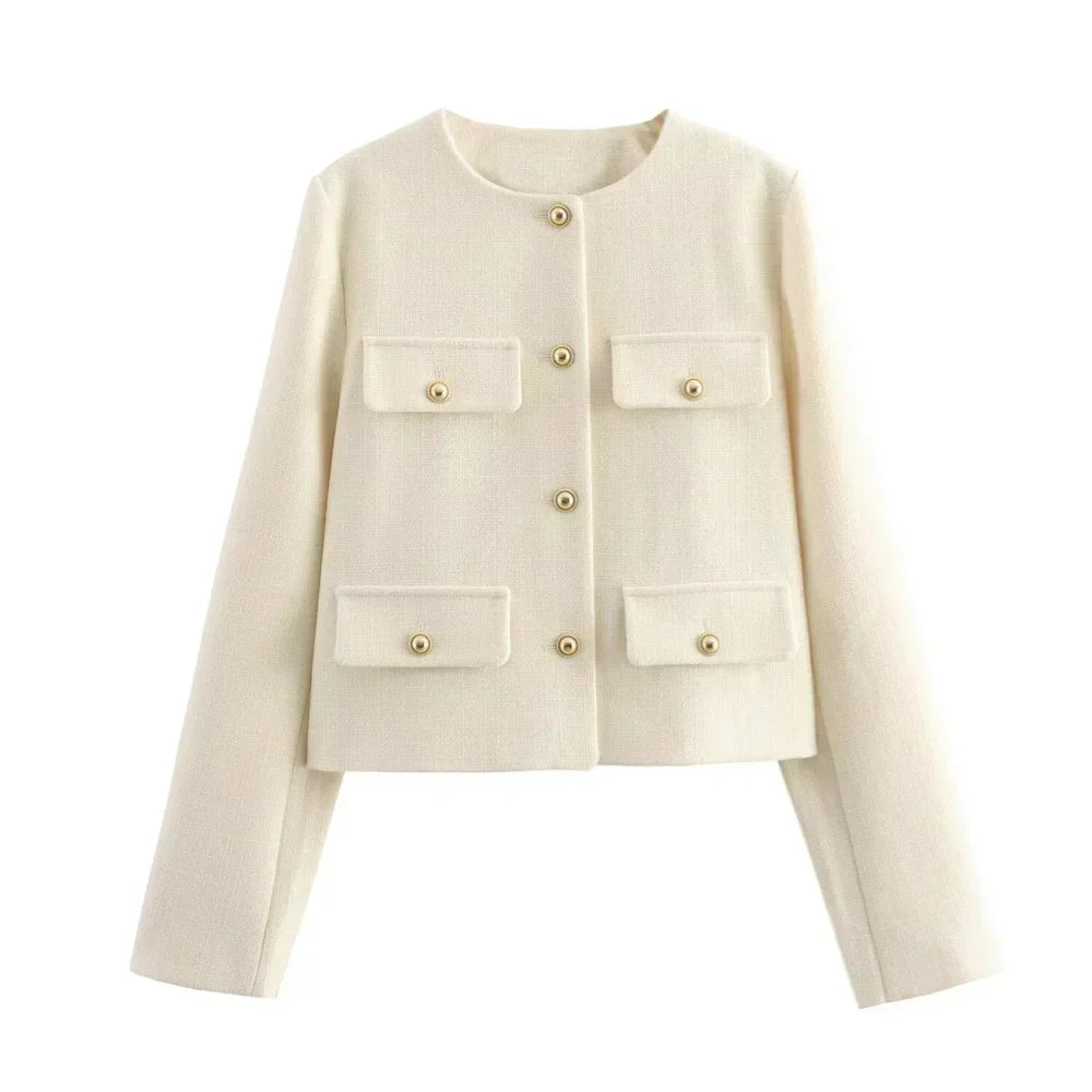 Elegante dames blazer met metalen knopen – Sophia