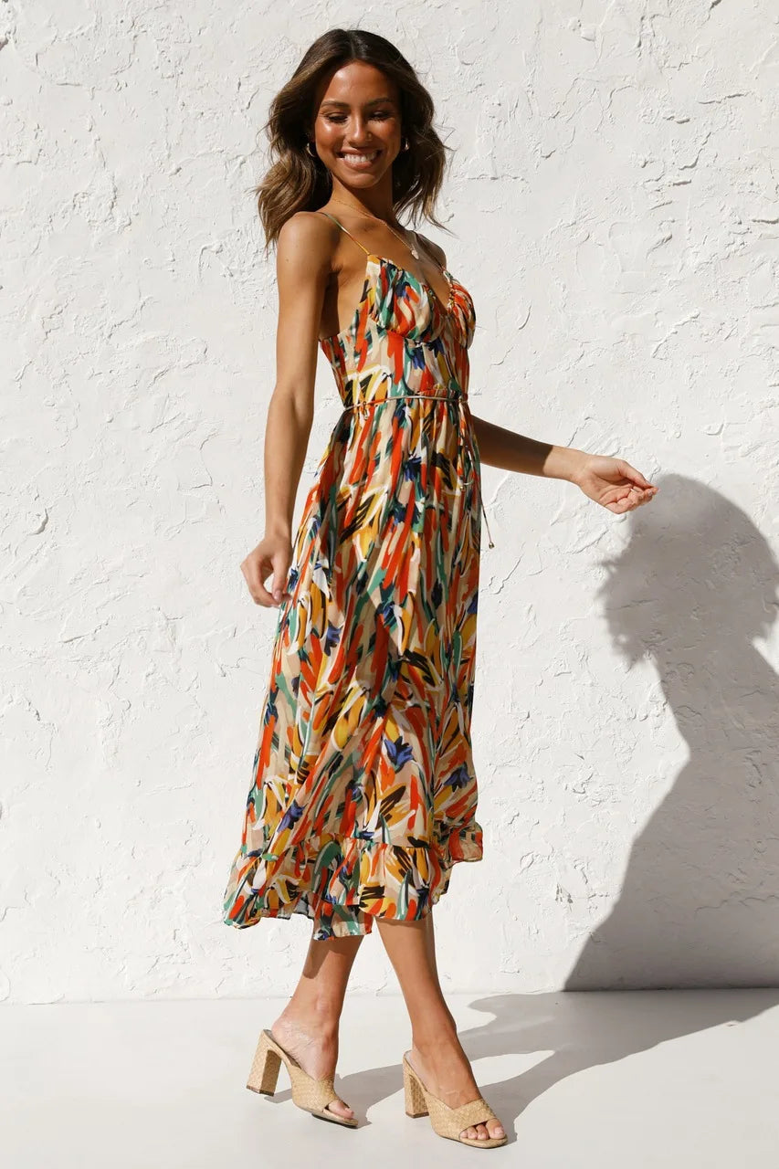 Dames Gedrukte Zomerjurk Comfort Ademend Elegant – Liora