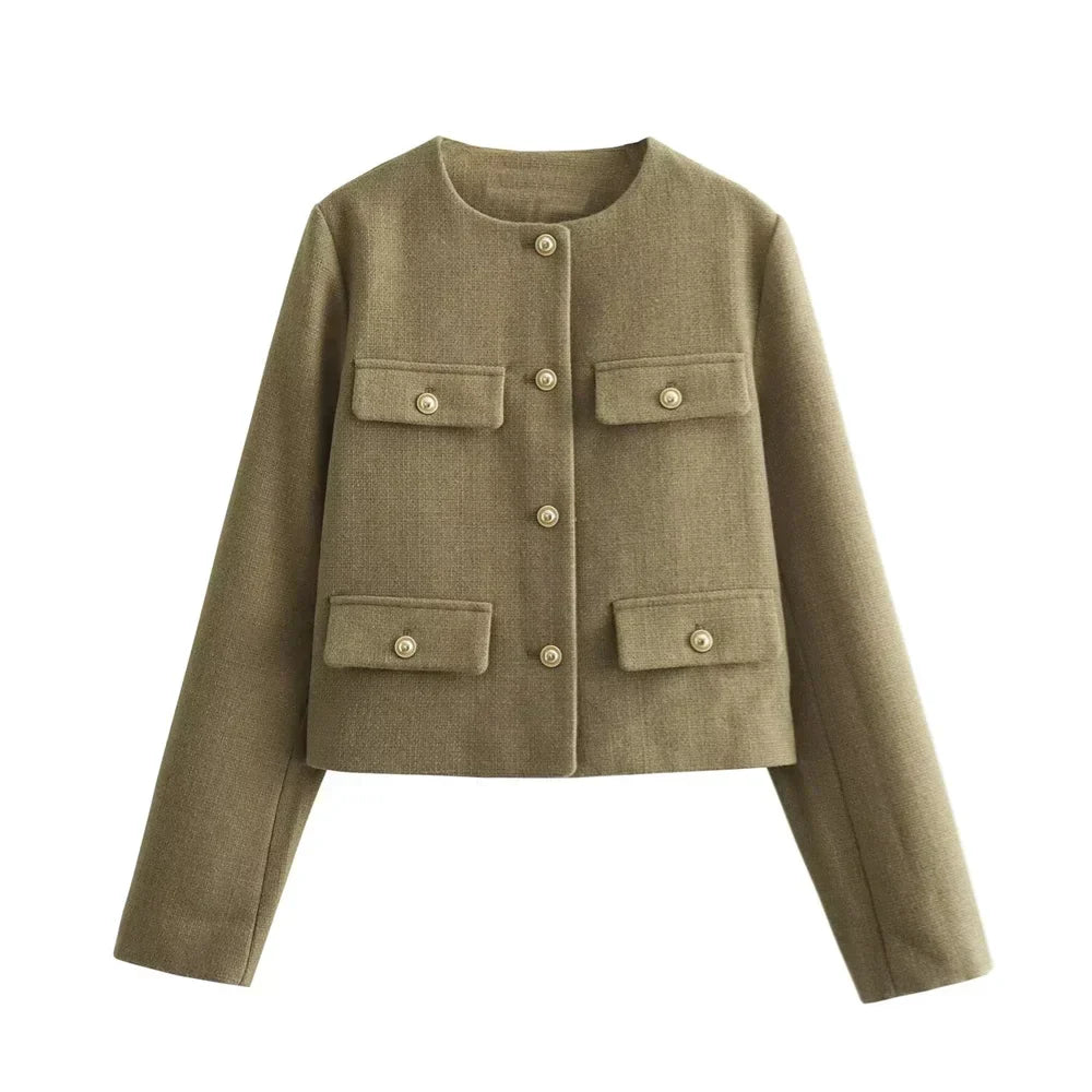 Elegante dames blazer met metalen knopen – Sophia