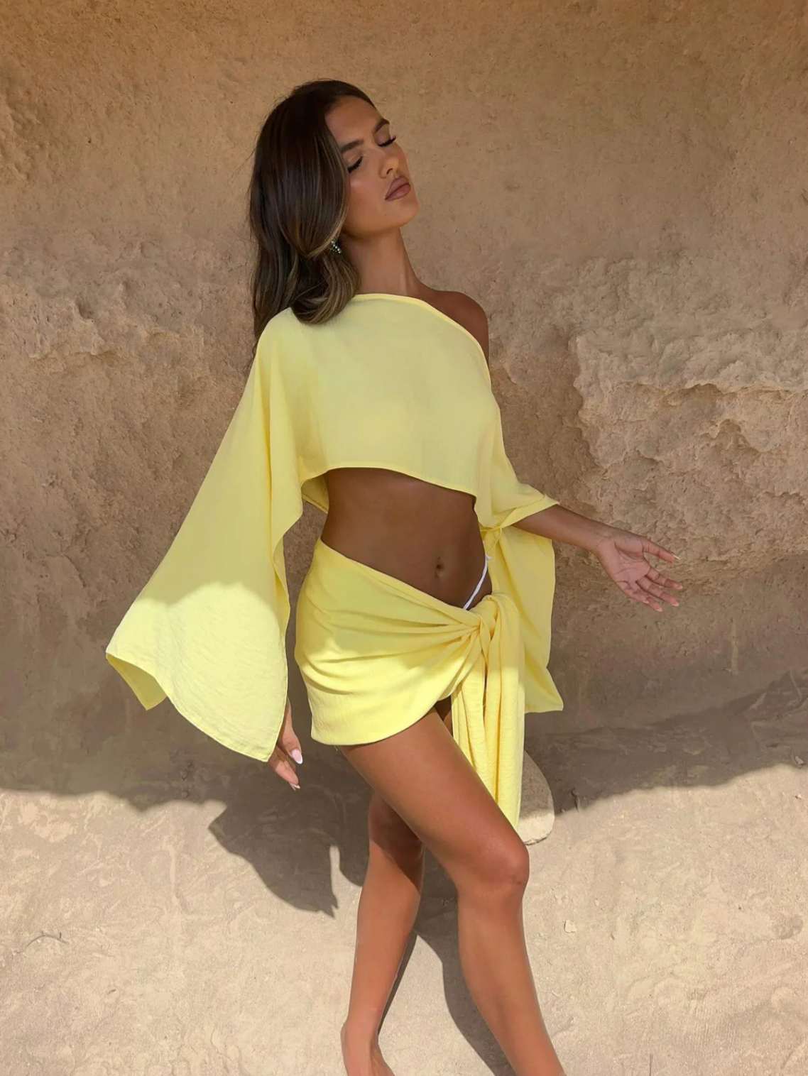 Linnen dames set met sarong en luchtige top – Serelina