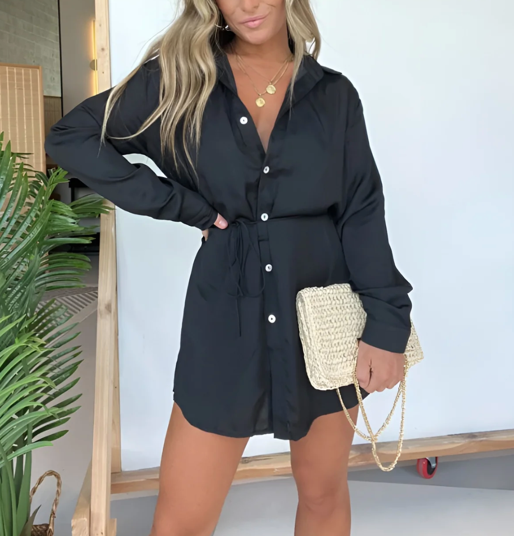 Satijnen dames set met blouse en short – Alurelle