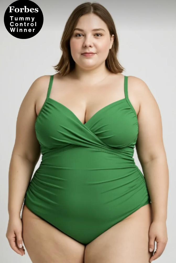 Corrigerend Badpak Chique Diepe Hals Groene Look – Elvira
