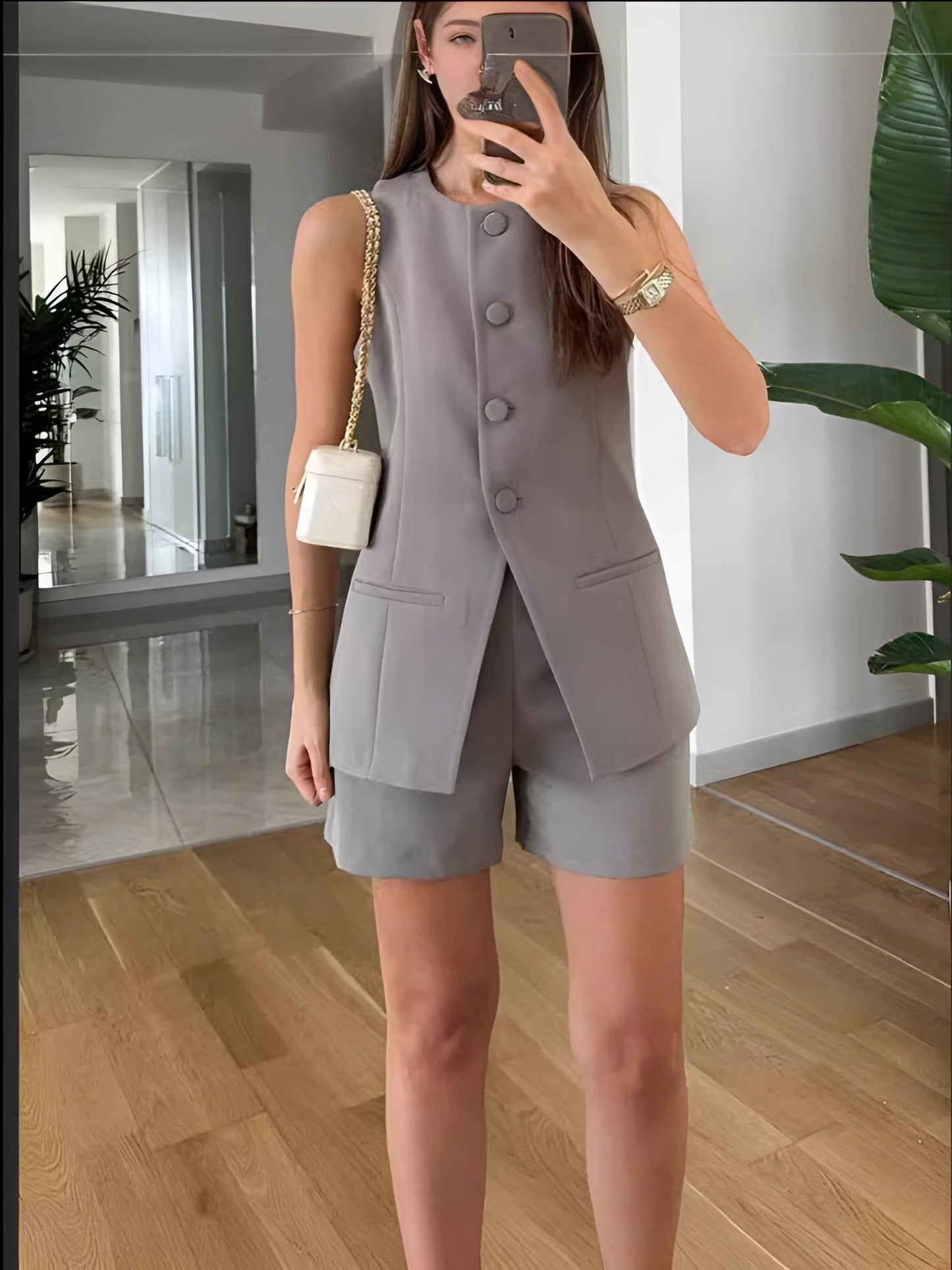 Gilet en short dames set voor zomerse look – Elvyna