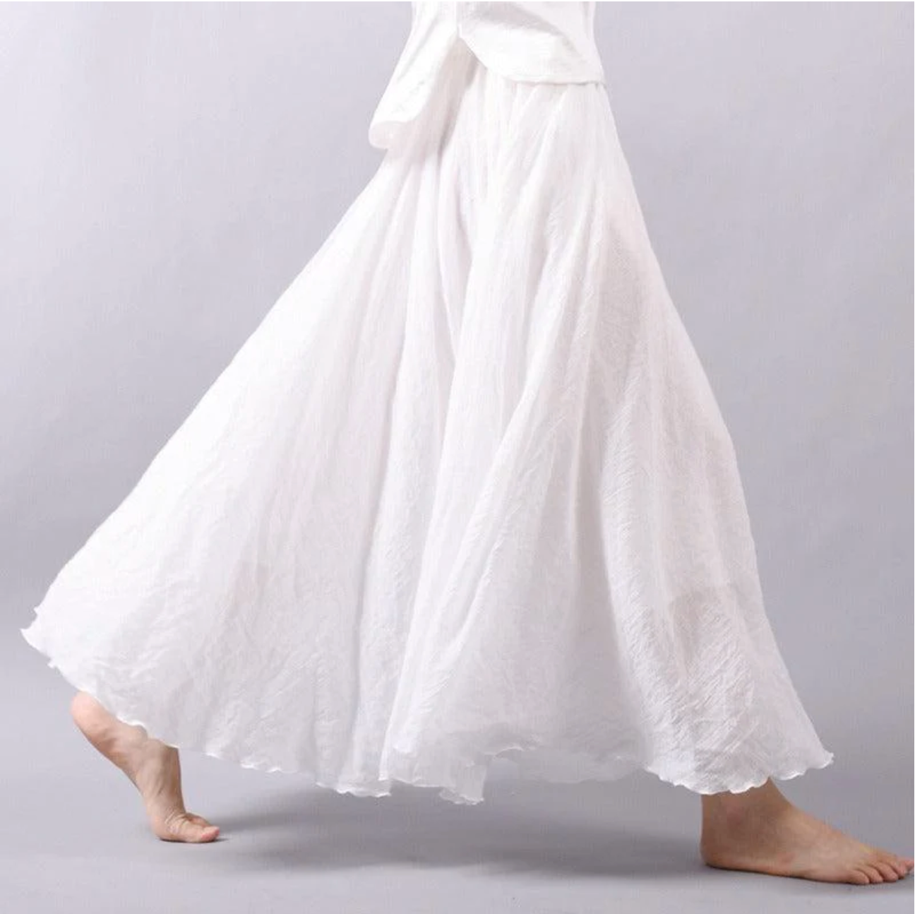 Boho linnen rok met elastische tailleband – Jade
